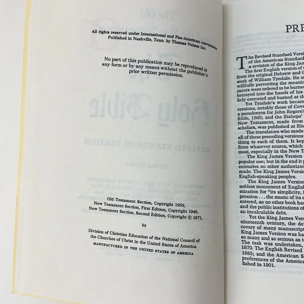 1971 Holy Bible Revised Standard Version (Second Edition) (Nelson 3800)